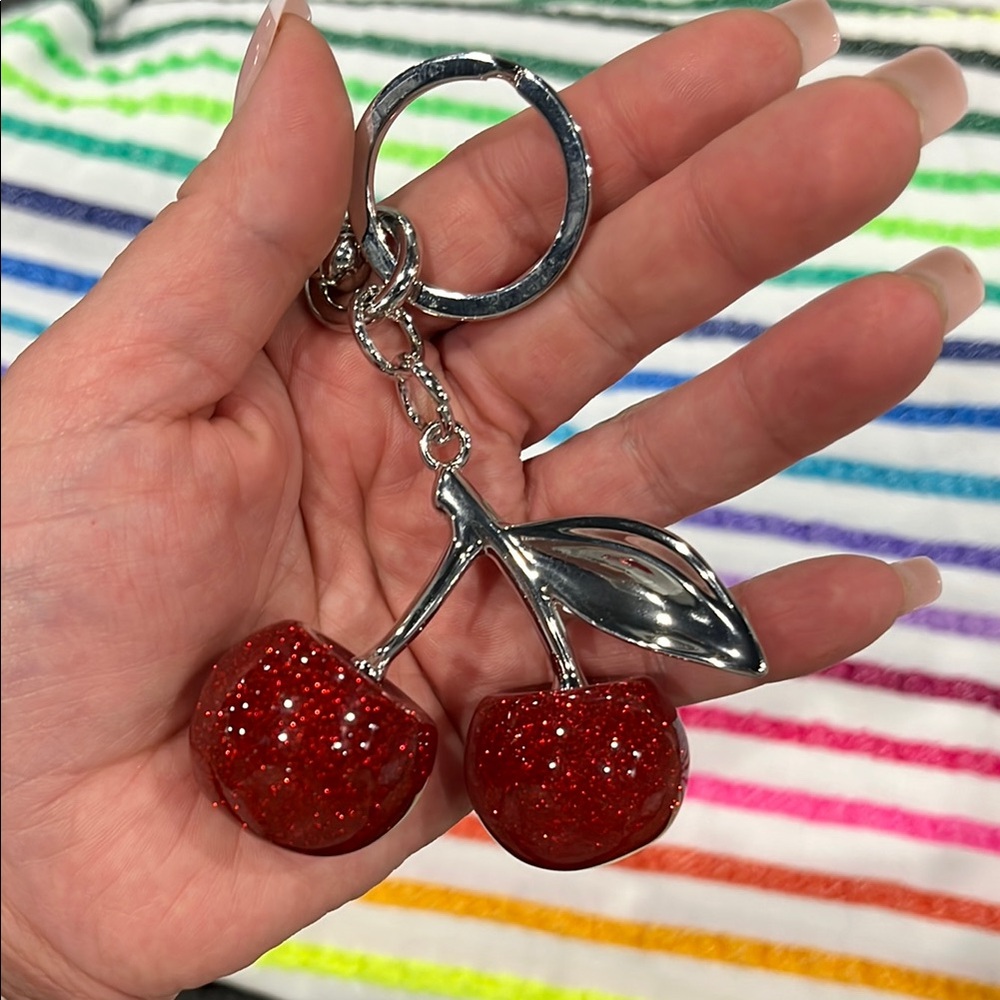 Cherry Keychain Accessory - Silver and Red‎ - Picture 2 of 8